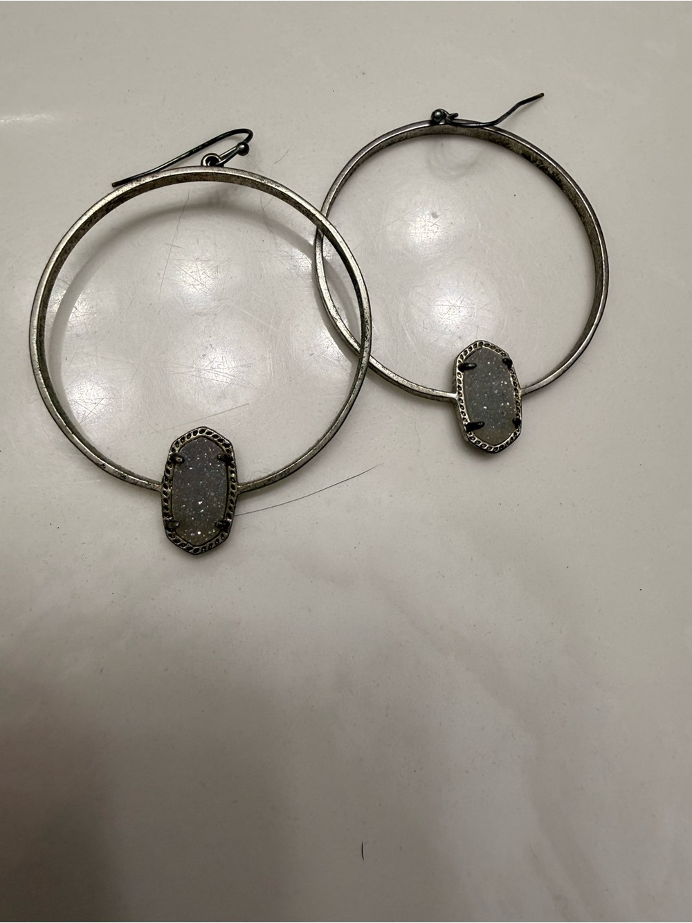 Druzy Hoop Earrings - Silver Gray by Kendra Scott